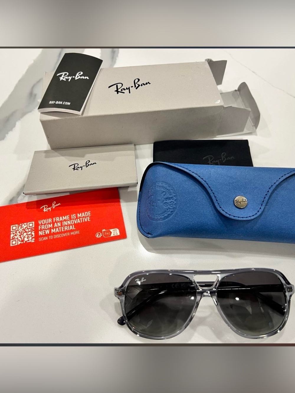 Ray-Ban Junior Bill Kids RJ9096S Transparent Grey Sunglasses Full Set!